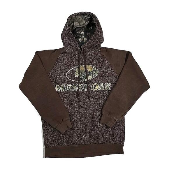 Mossy Oak Hoodie Men’s Medium Brown Pullover Drawstring Hunting Outdoors - Picture 1 of 6